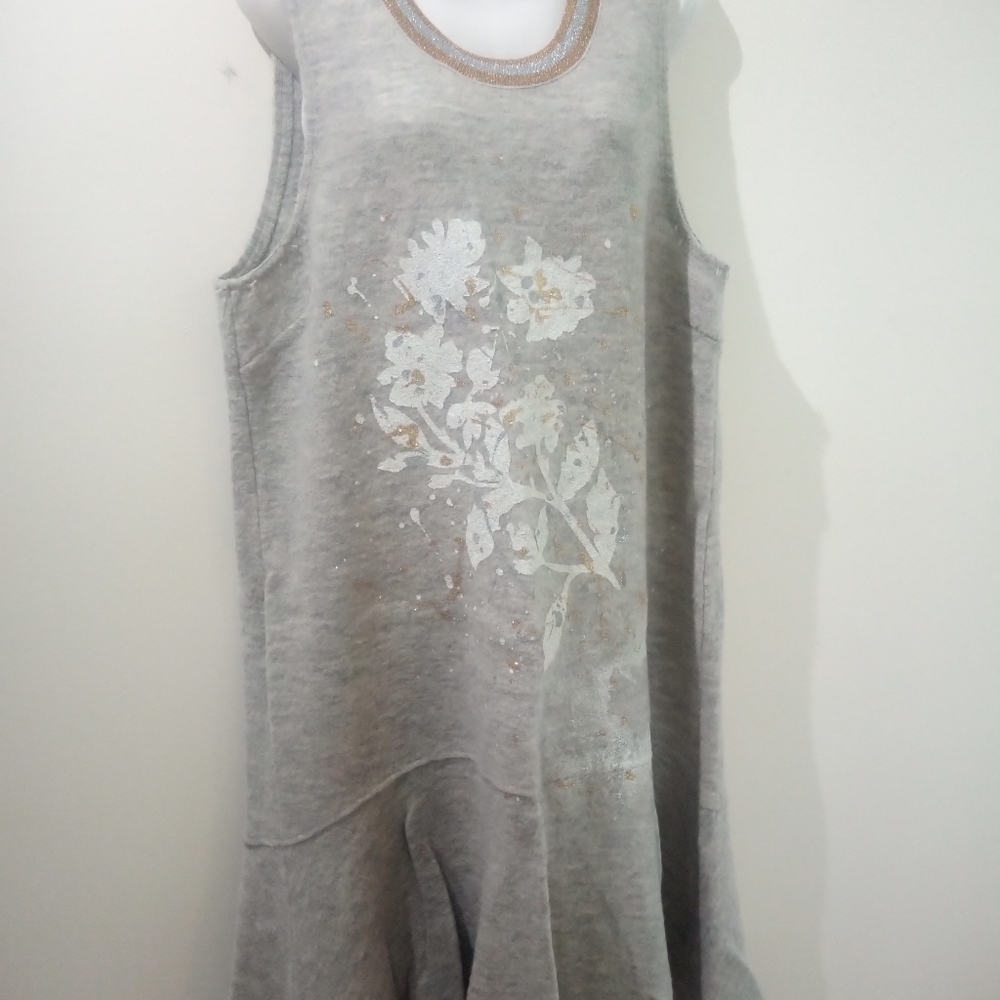 Sleeveless Gray Floral Print Women's Dress